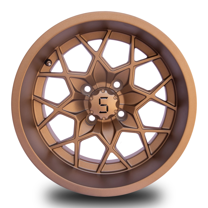 ล้ออะลูมิเนียมสำหรับรถกอล์ฟขนาด 12 / 14 นิ้ว สีบรอนซ์ ลาย 4X4 Bolt Pattern -25 ET 101.6 PCD