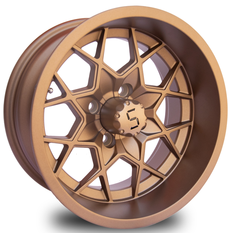 ล้ออะลูมิเนียมสำหรับรถกอล์ฟขนาด 12 / 14 นิ้ว สีบรอนซ์ ลาย 4X4 Bolt Pattern -25 ET 101.6 PCD