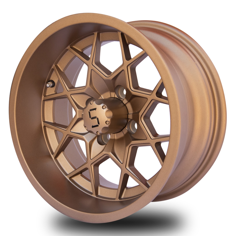 ล้ออะลูมิเนียมสำหรับรถกอล์ฟขนาด 12 / 14 นิ้ว สีบรอนซ์ ลาย 4X4 Bolt Pattern -25 ET 101.6 PCD