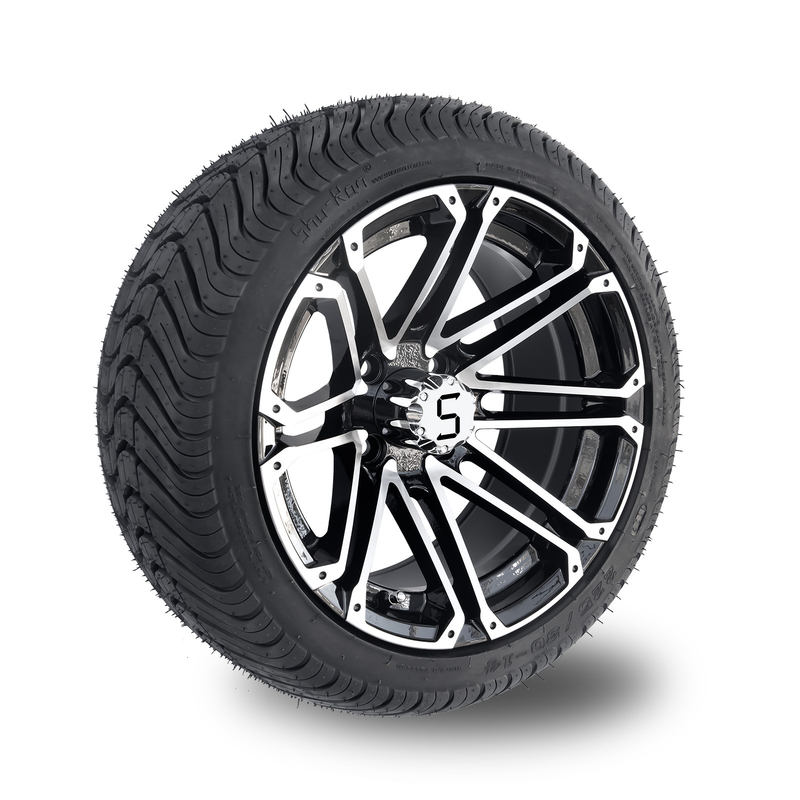 ล้อและยางรถกอล์ฟขนาด 14x7 ชุดยาง 225/30-14 Street Tire สีดำเงา