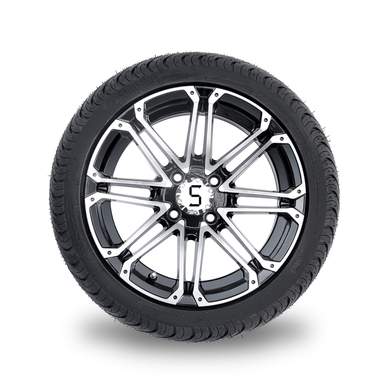 ล้อและยางรถกอล์ฟขนาด 14x7 ชุดยาง 225/30-14 Street Tire สีดำเงา