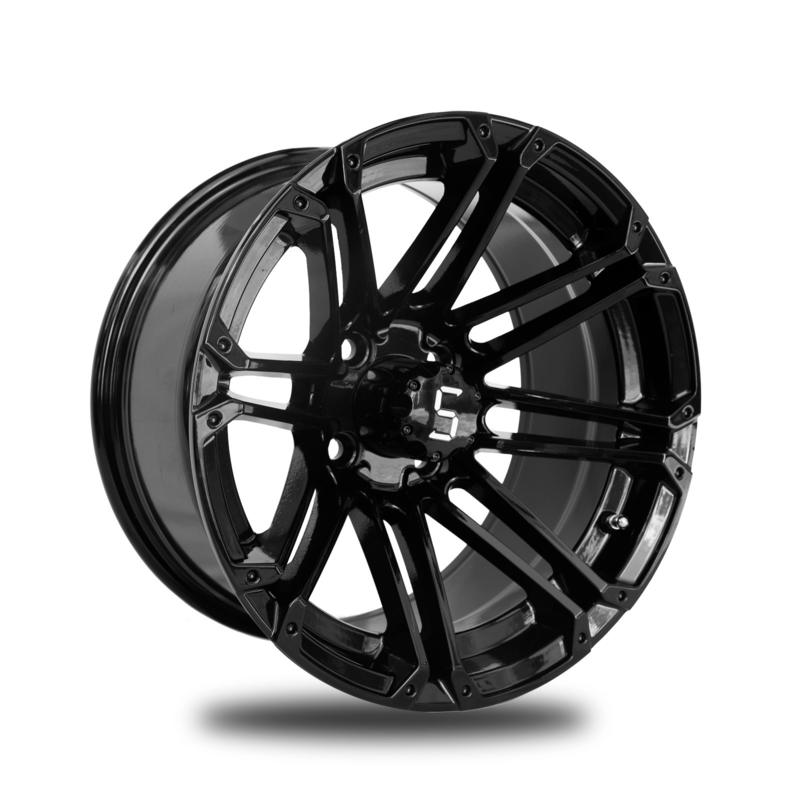 12x7 กอล์ฟคาร์ท กรอบสว่าง สีดํา อลูมิเนียมสกัดกรอบ 4x4 โบลท์รูปแบบ 101.6 PCD