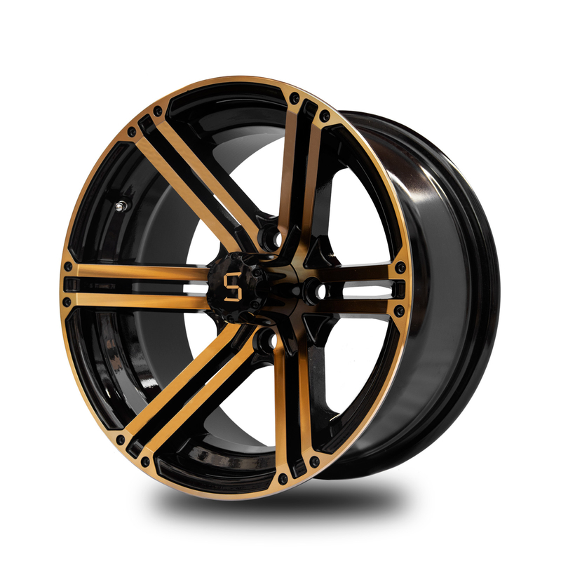 12x7 / 14x7 ล้อรถกอล์ฟทอง / สีดํา 4 / 101.6 PCD -25 ET