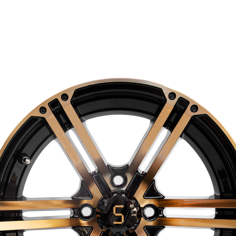 12x7 / 14x7 ล้อรถกอล์ฟทอง / สีดํา 4 / 101.6 PCD -25 ET