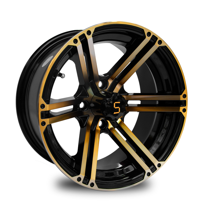 12x7 / 14x7 ล้อรถกอล์ฟทอง / สีดํา 4 / 101.6 PCD -25 ET