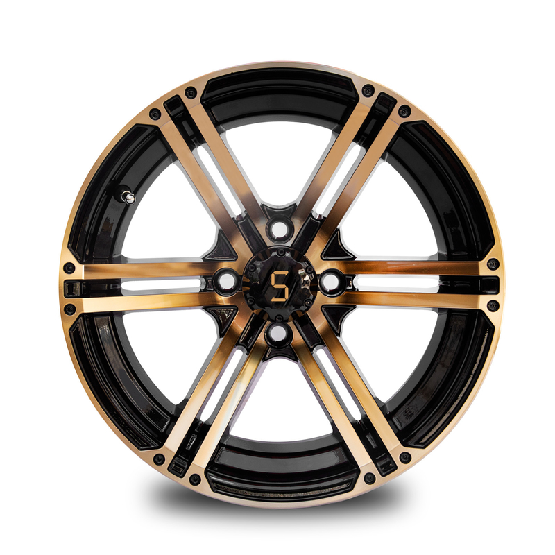 12x7 / 14x7 ล้อรถกอล์ฟทอง / สีดํา 4 / 101.6 PCD -25 ET