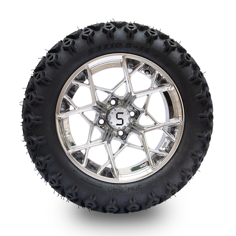 ชู-แรน กอล์ฟ คาร์ท นักรบ 23x10.5-14 กอล์ฟ คาร์ท ยางทุกพื้นที่และ 14 นิ้ว โครม Rims