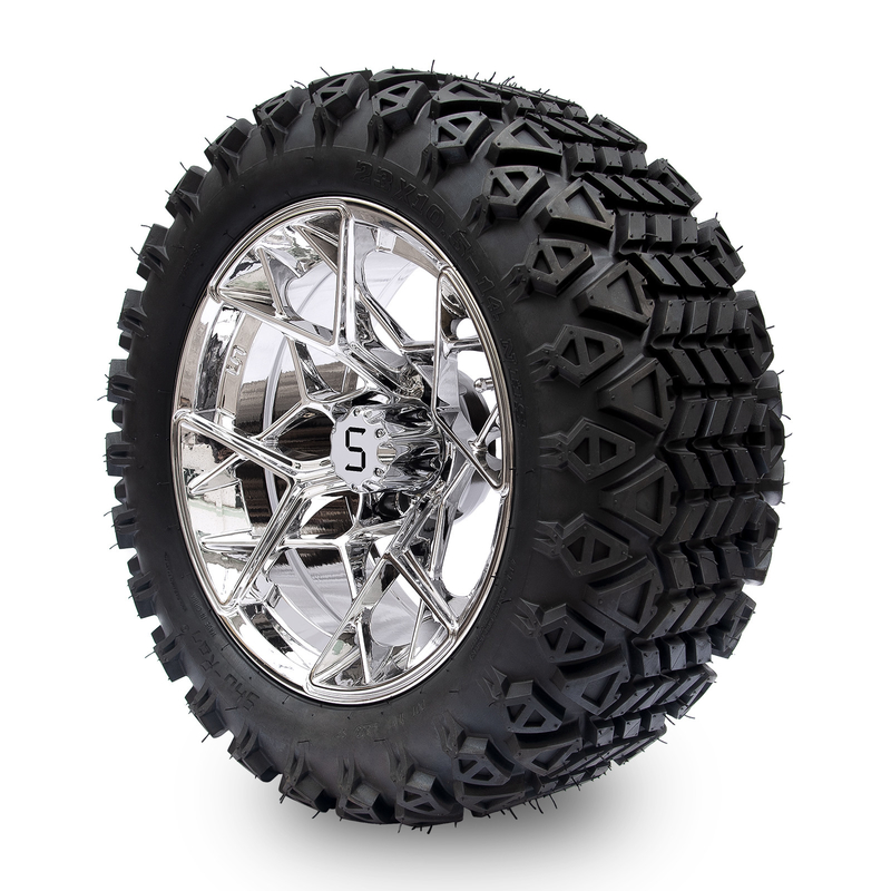 ชู-แรน กอล์ฟ คาร์ท นักรบ 23x10.5-14 กอล์ฟ คาร์ท ยางทุกพื้นที่และ 14 นิ้ว โครม Rims