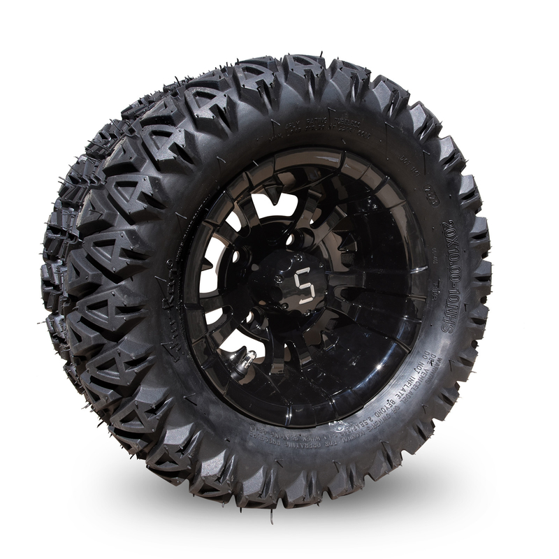10 นิ้ว กอล์ฟ คาร์ทล้อและยาง คอมโบ 20 × 10-10 ATV เครื่อง / สีดํากระจ่าง