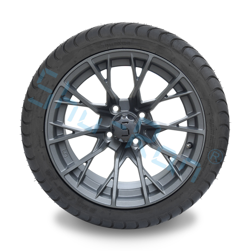 ล้อรถกอล์ฟอัลลอยด์สำเร็จรูป Gunmetal ขนาด 14 นิ้ว, ยางรถ ATV UTV 225/30-14 แบบไม่มียางในพร้อมขอบล้อ