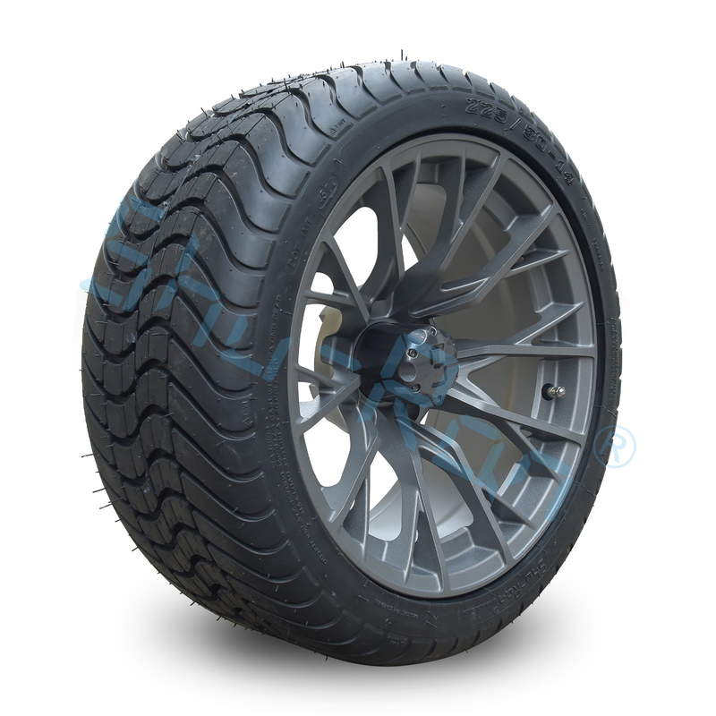 ล้อรถกอล์ฟอัลลอยด์สำเร็จรูป Gunmetal ขนาด 14 นิ้ว, ยางรถ ATV UTV 225/30-14 แบบไม่มียางในพร้อมขอบล้อ