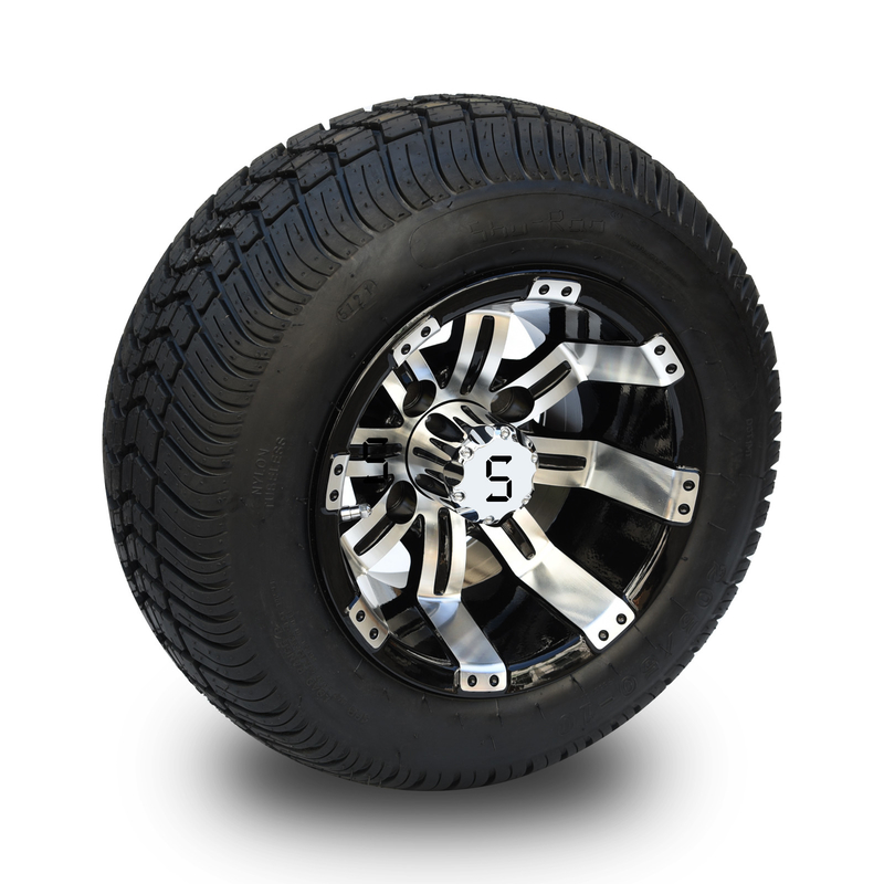 รถกอล์ฟล้อ 10 นิ้ว และยาง 205/50-10 DOT Combo - Machined/Glossy Black