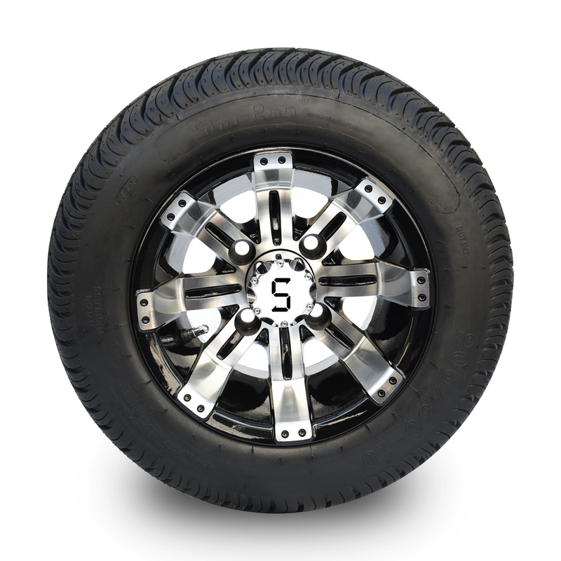 รถกอล์ฟล้อ 10 นิ้ว และยาง 205/50-10 DOT Combo - Machined/Glossy Black