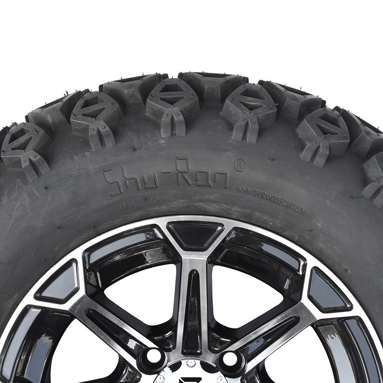 12' คาร์ทกอล์ฟ อลูมิเนียม Rims & 23x10.5-12 ทัวร์ทุกพื้นที่ Combo - เครื่องจักร / สีดํากระจ่าง