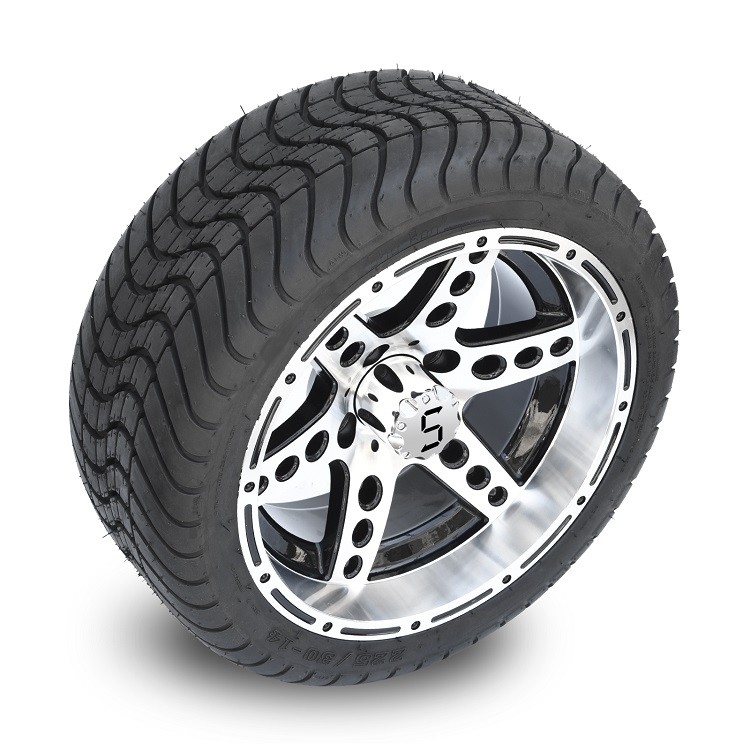 คาร์ทกอล์ฟ 14' / สีดํา อลูมิเนียม 6 สเปค Rims และ 225/30-14 ถนนยาง Combo