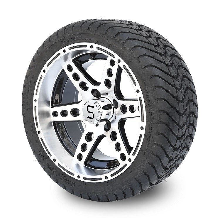 คาร์ทกอล์ฟ 14' / สีดํา อลูมิเนียม 6 สเปค Rims และ 225/30-14 ถนนยาง Combo