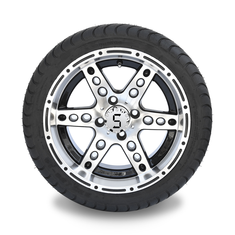 คาร์ทกอล์ฟ 14' / สีดํา อลูมิเนียม 6 สเปค Rims และ 225/30-14 ถนนยาง Combo