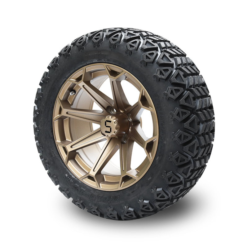 14 นิ้วรถกอล์ฟ วงล้อทองแดงและยาง 22x10-14 Off-Road ด้วยลูกเล็บและหัวกลาง