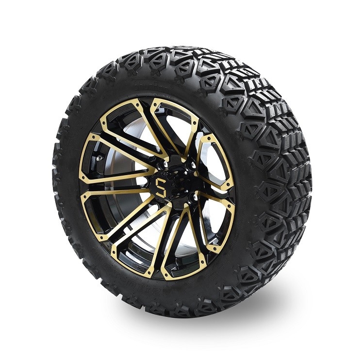 รถกอล์ฟ 14 นิ้ว ขอบสีทอง/ดำเงา และยาง Off-Road DOT ขนาด 22*10-14 ต้องยก