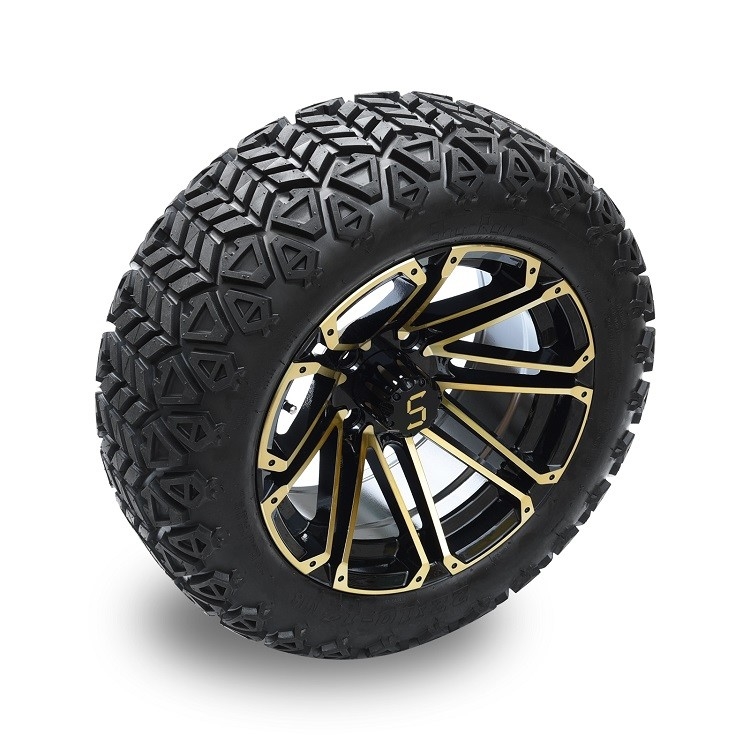 รถกอล์ฟ 14 นิ้ว ขอบสีทอง/ดำเงา และยาง Off-Road DOT ขนาด 22*10-14 ต้องยก