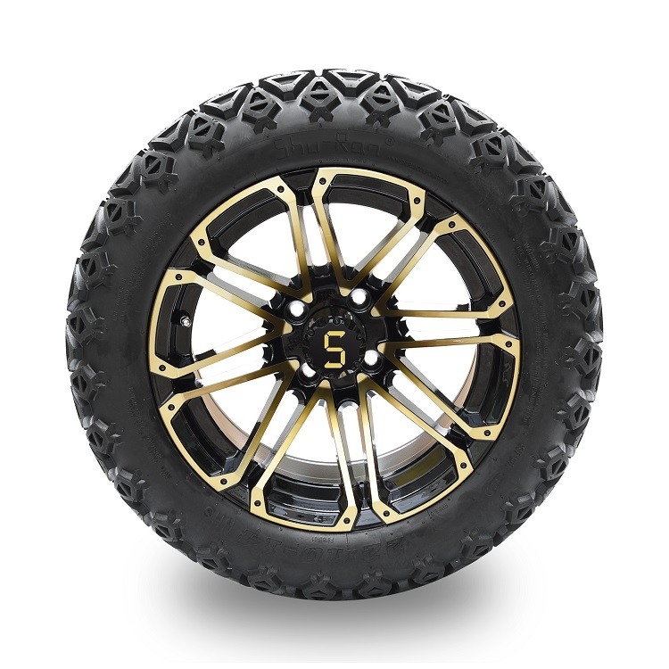 รถกอล์ฟ 14 นิ้ว ขอบสีทอง/ดำเงา และยาง Off-Road DOT ขนาด 22*10-14 ต้องยก