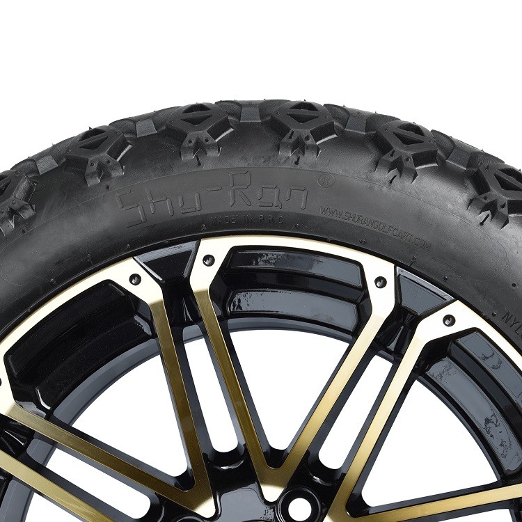รถกอล์ฟ 14 นิ้ว ขอบสีทอง/ดำเงา และยาง Off-Road DOT ขนาด 22*10-14 ต้องยก