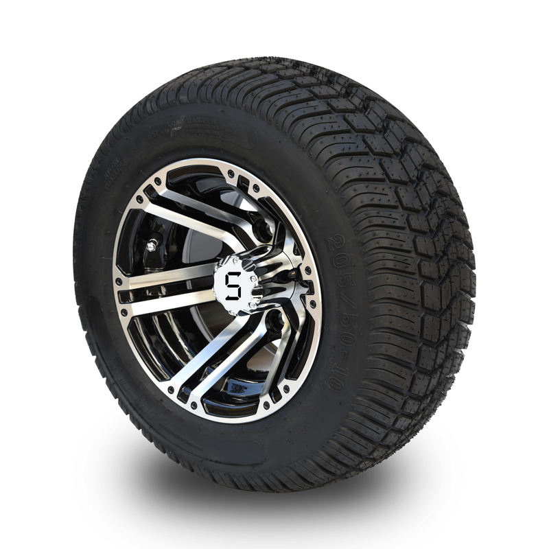 ล้อรถกอล์ฟขนาด 10 นิ้ว พร้อมยางถนน DOT ขนาด 205/50-10 - ออฟเซ็ต 25 4x4 Bolt (101.6 มม.)