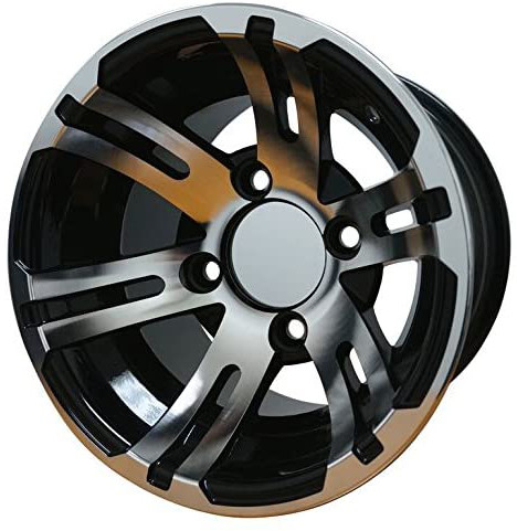 ชุดยางรถกอล์ฟ 205/50-10 DOT แบบเตี้ย และล้อรถกอล์ฟขนาด 10 นิ้ว Machined/Glossy Black Combo 4 ชั้น