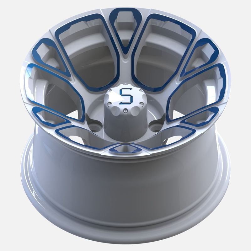 ล้อกอล์ฟรถเข็นขนาด 12 นิ้ว สีน้ำเงิน/ขาว อะลูมิเนียม PCD 4/101.6 Offset -25