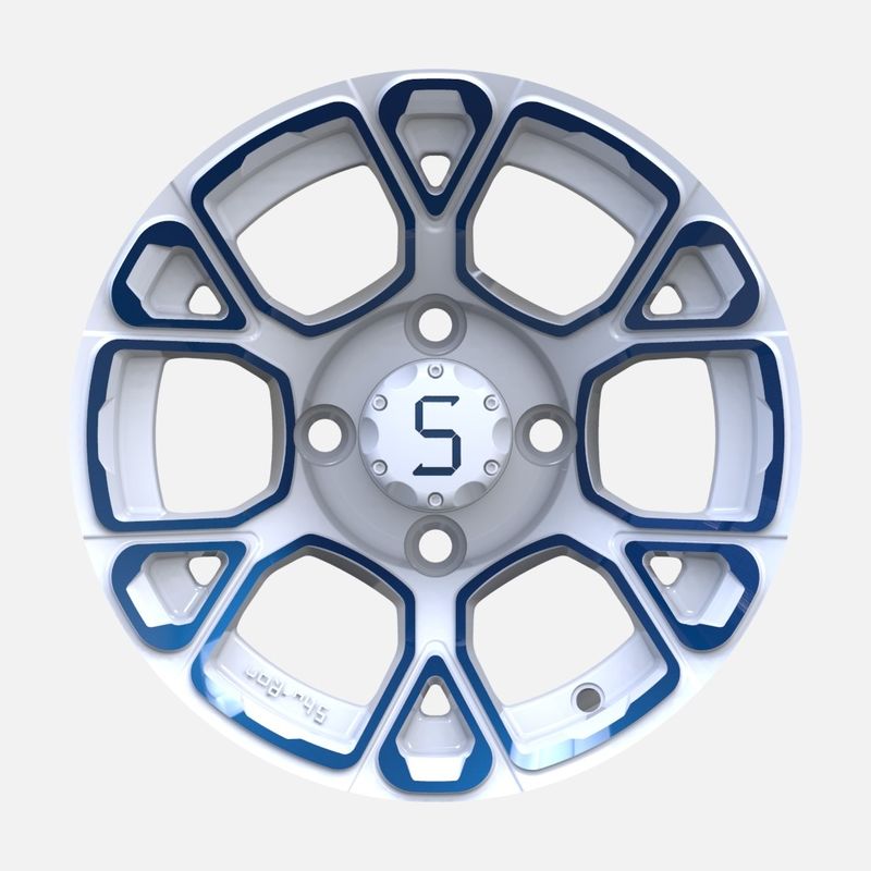 ล้อกอล์ฟรถเข็นขนาด 12 นิ้ว สีน้ำเงิน/ขาว อะลูมิเนียม PCD 4/101.6 Offset -25